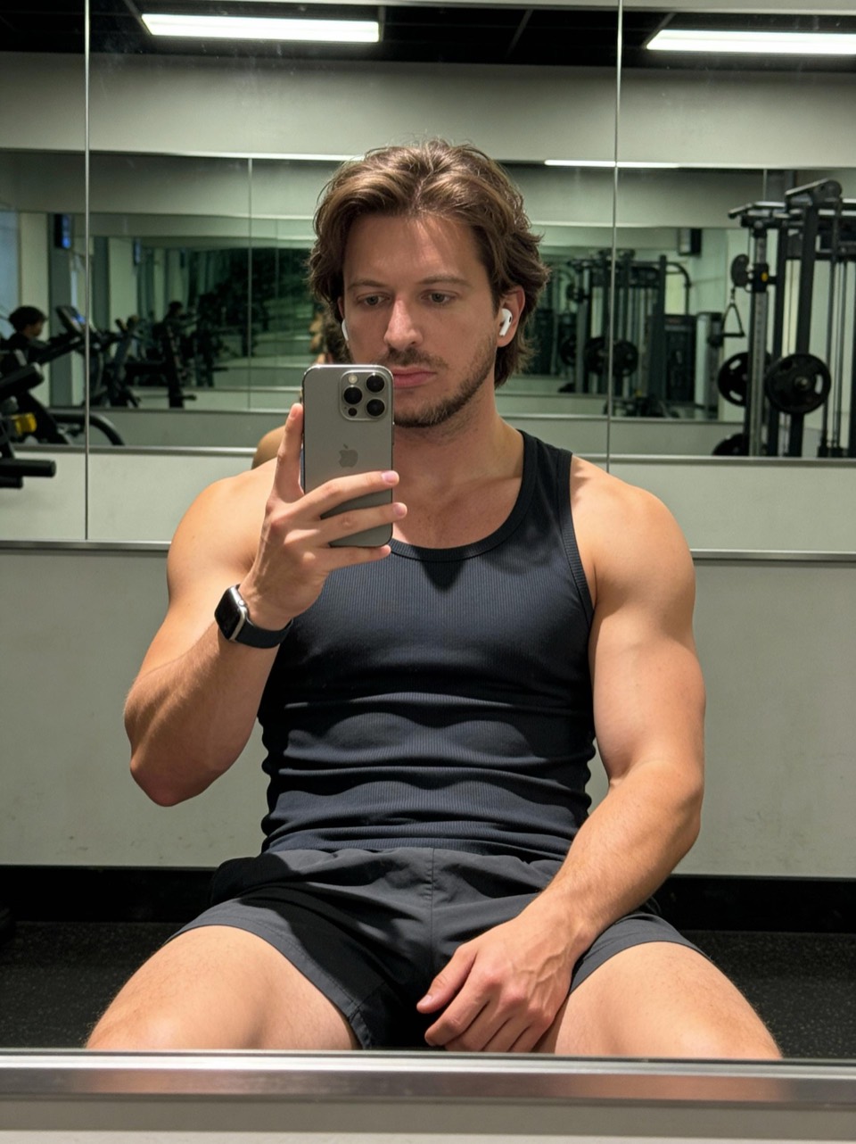 AI-generated image — Gym mirror selfie, muscular build