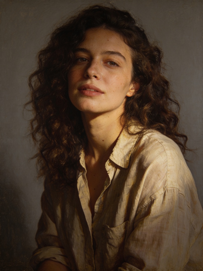 AI photo edit — classical oil painting portrait made from an uploaded photo